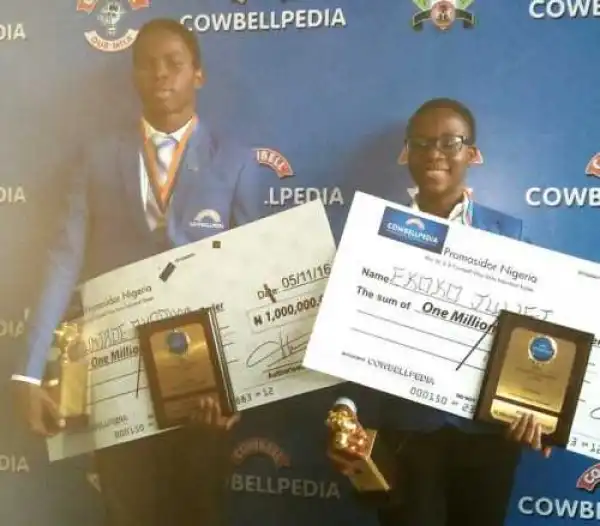 See Teenagers Won N1m Each At Cowbellpedia 2016 Maths Competition Edition (Photos)